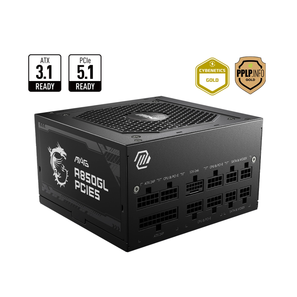 MSI MAG A850GL PCIE5 850w 80 Plus Gold Desktop Power Supply view 2